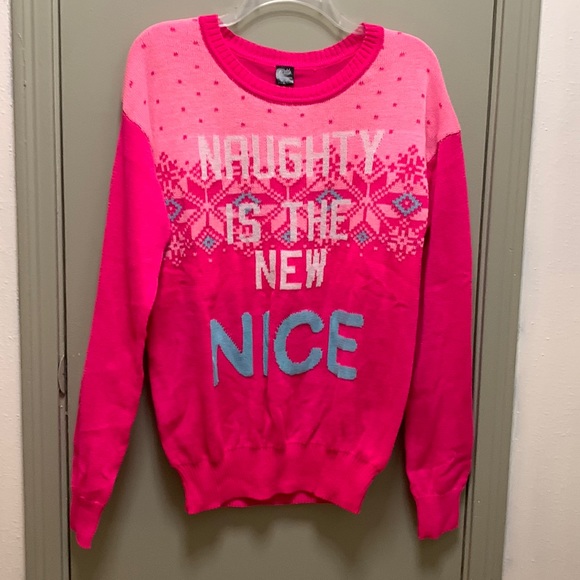 Lightweight Crew Neck Long Sleeve Knit Top “!Naughty is the New Nice” - Picture 5 of 17